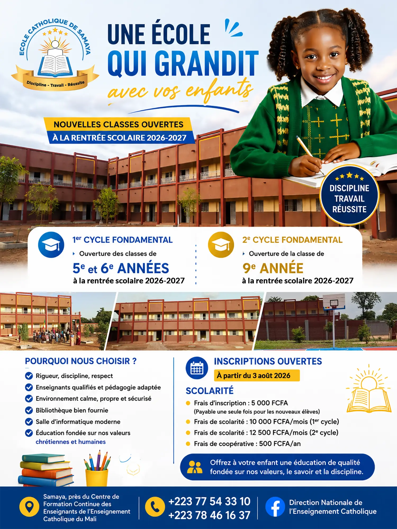 Ouverture des inscriptions à l'école catholique de Samaya